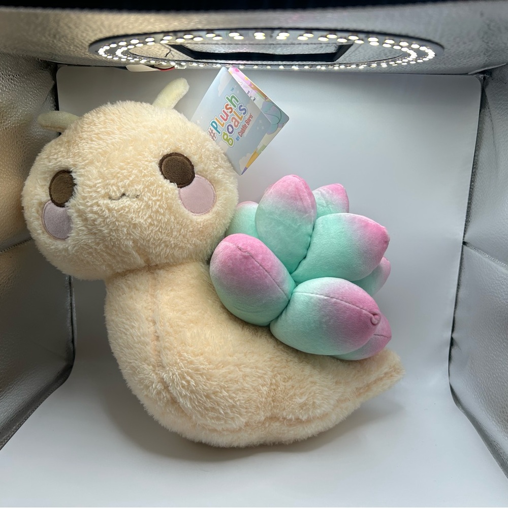 Plush Goals Cream and Pink Stuffed Snail with Flower Shell